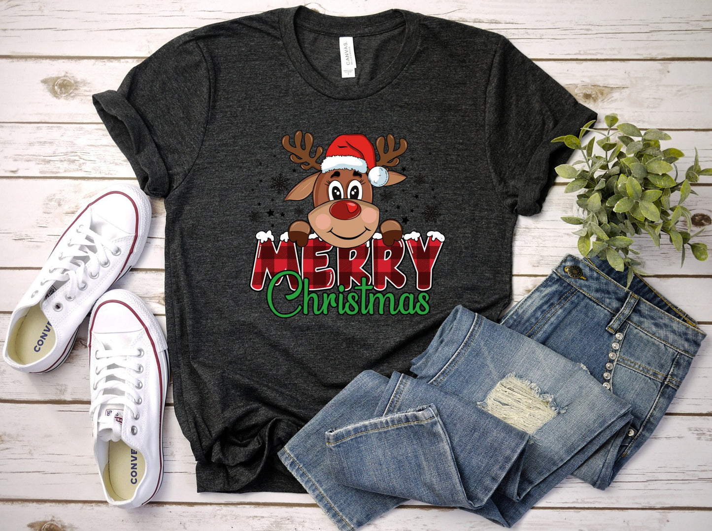 Merry Christmas Reindeer with pink hat and pink plaid word Merry Christmas Shirt Makes the Perfect Gift for Friends, Family, Coworkers or yourself.  Check Out My Shop for even more Great Designs.
www.scorpiontees.etsy.com