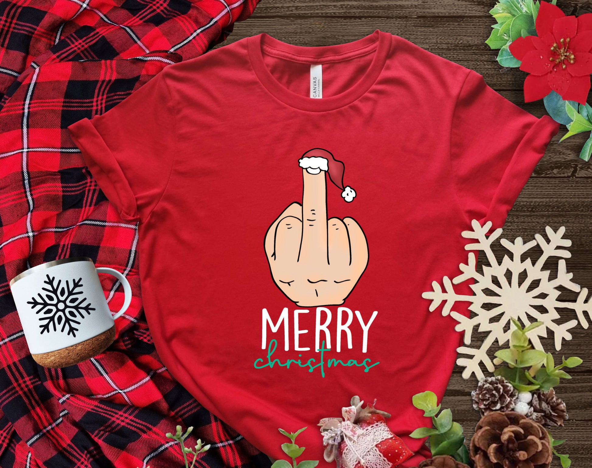 The Christmas Middle Finger Shirt Makes the Perfect Gift for Friends, Family, Coworkers or yourself.  Check Out My Shop for even more Great Designs.
www.scorpiontees.etsy.com