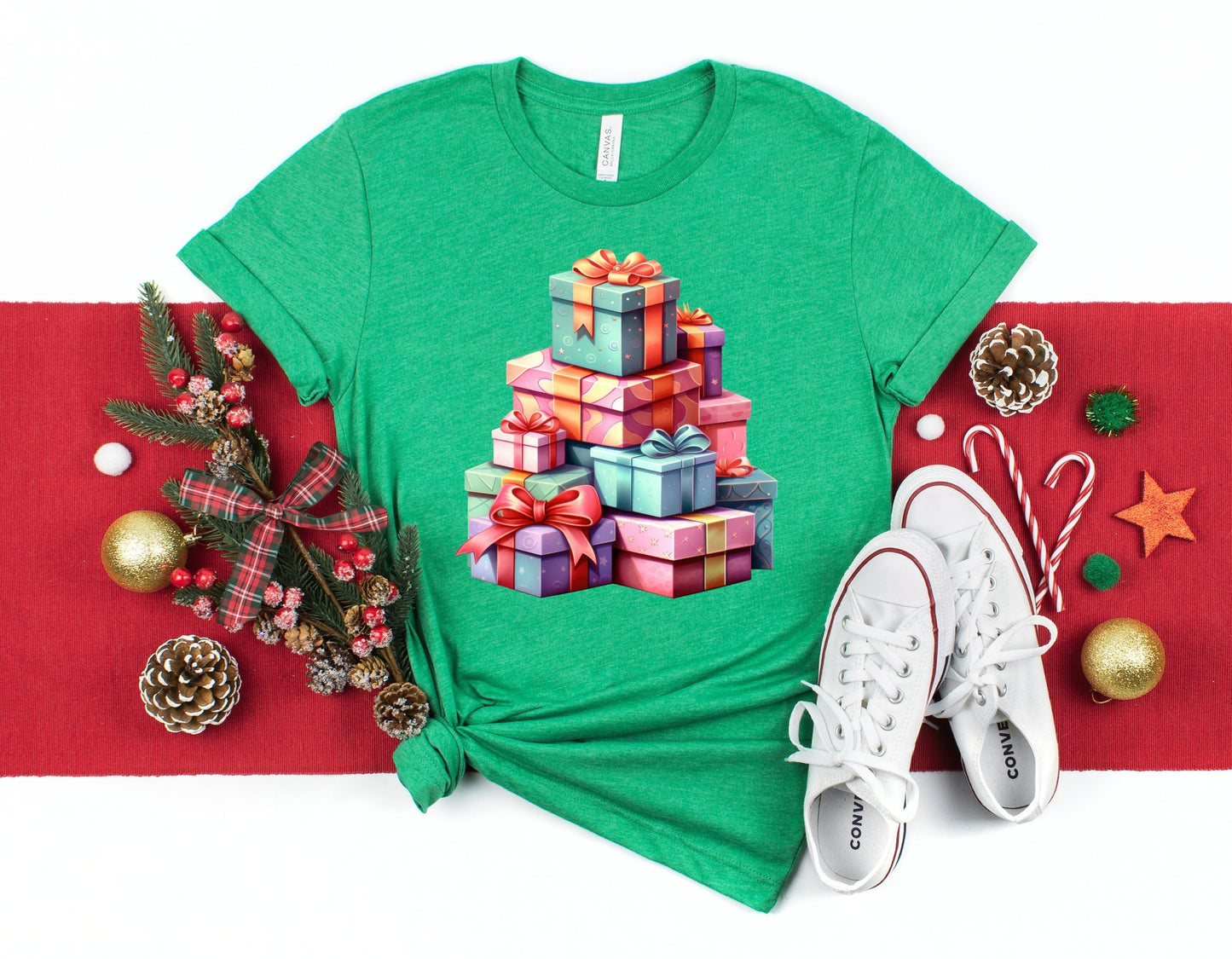 The Tower of Presents Christmas Shirt Makes the Perfect Gift for Friends, Family, Coworkers or yourself.  Check Out My Shop for even more Great Designs. www.scorpiontees.etsy.com