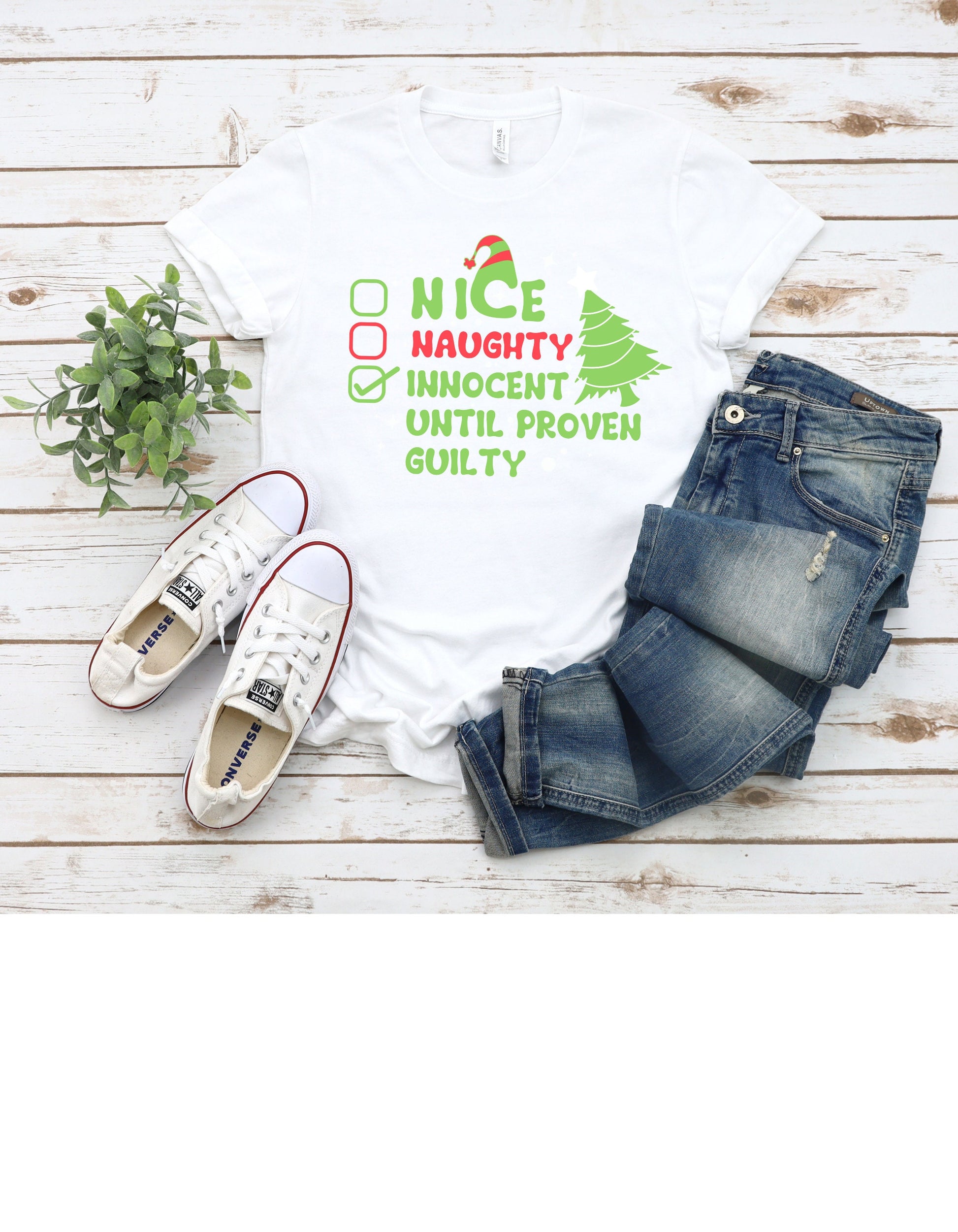 The Naughty List Innocent until proven guilty Christmas Shirt Makes the Perfect Gift for Friends, Family, Coworkers or yourself.  Check Out My Shop for even more Great Designs. www.scorpiontees.etsy.com