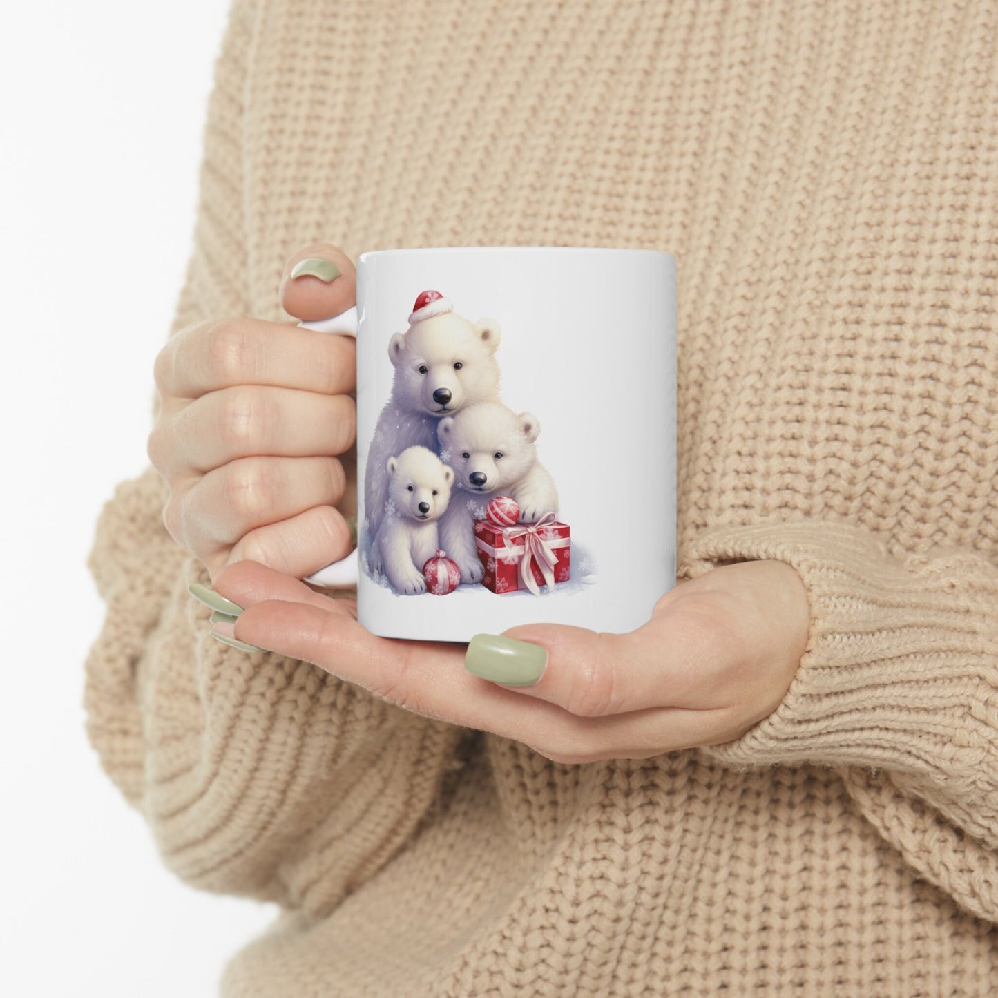 Polar Bear Family Christmas Mug, Perfect Holiday Cheer Coffee Mug, Gift Mug for Christmas Spirit, Cute X-Mas mug for Family and friends