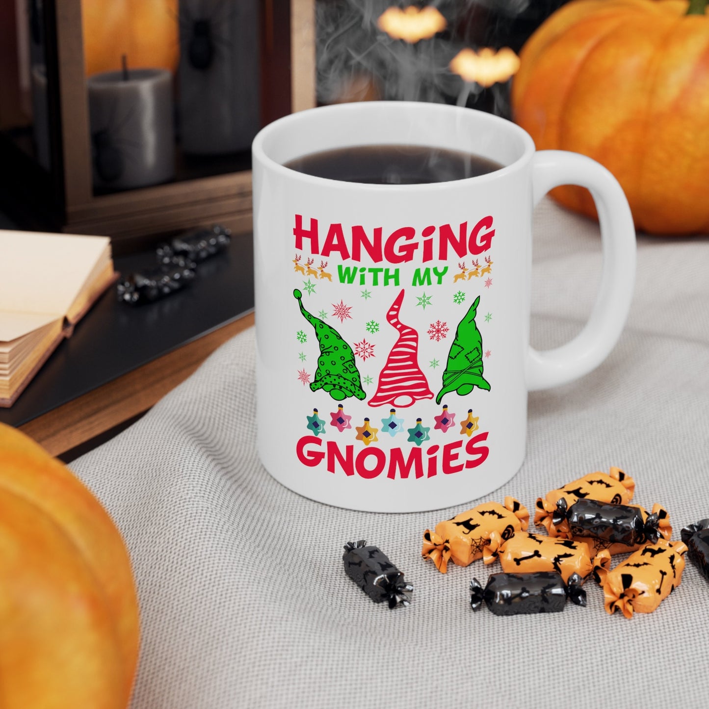 Hangin with My Gnomies Christmas Mug, Perfect Holiday Cheer Coffee Mug, Gift Mug for Christmas Spirit, Cute X-Mas mug for Family and friends