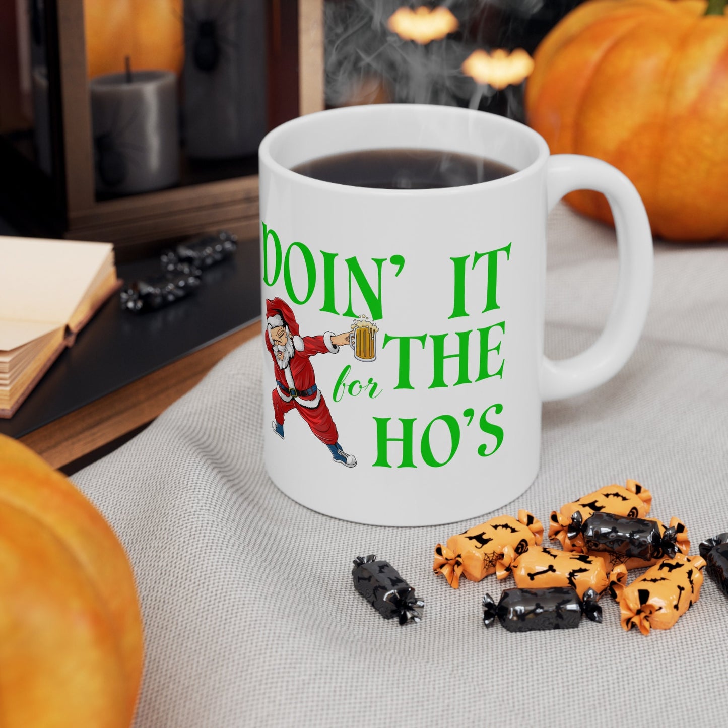 Doing It For The Hos Christmas Mug, Perfect Holiday Cheer Coffee Mug, Gift Mug for Christmas Spirit, Cute X-Mas mug for Family and friends