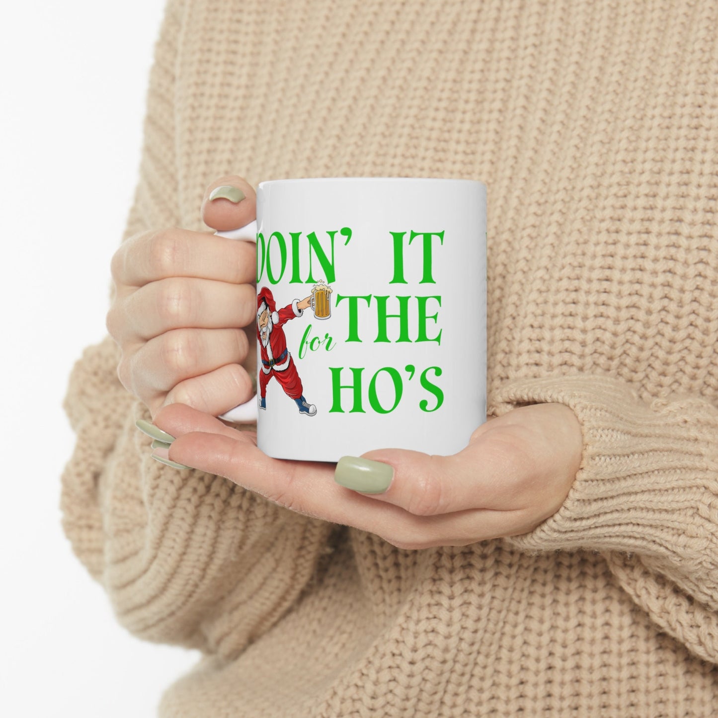Doing It For The Hos Christmas Mug, Perfect Holiday Cheer Coffee Mug, Gift Mug for Christmas Spirit, Cute X-Mas mug for Family and friends
