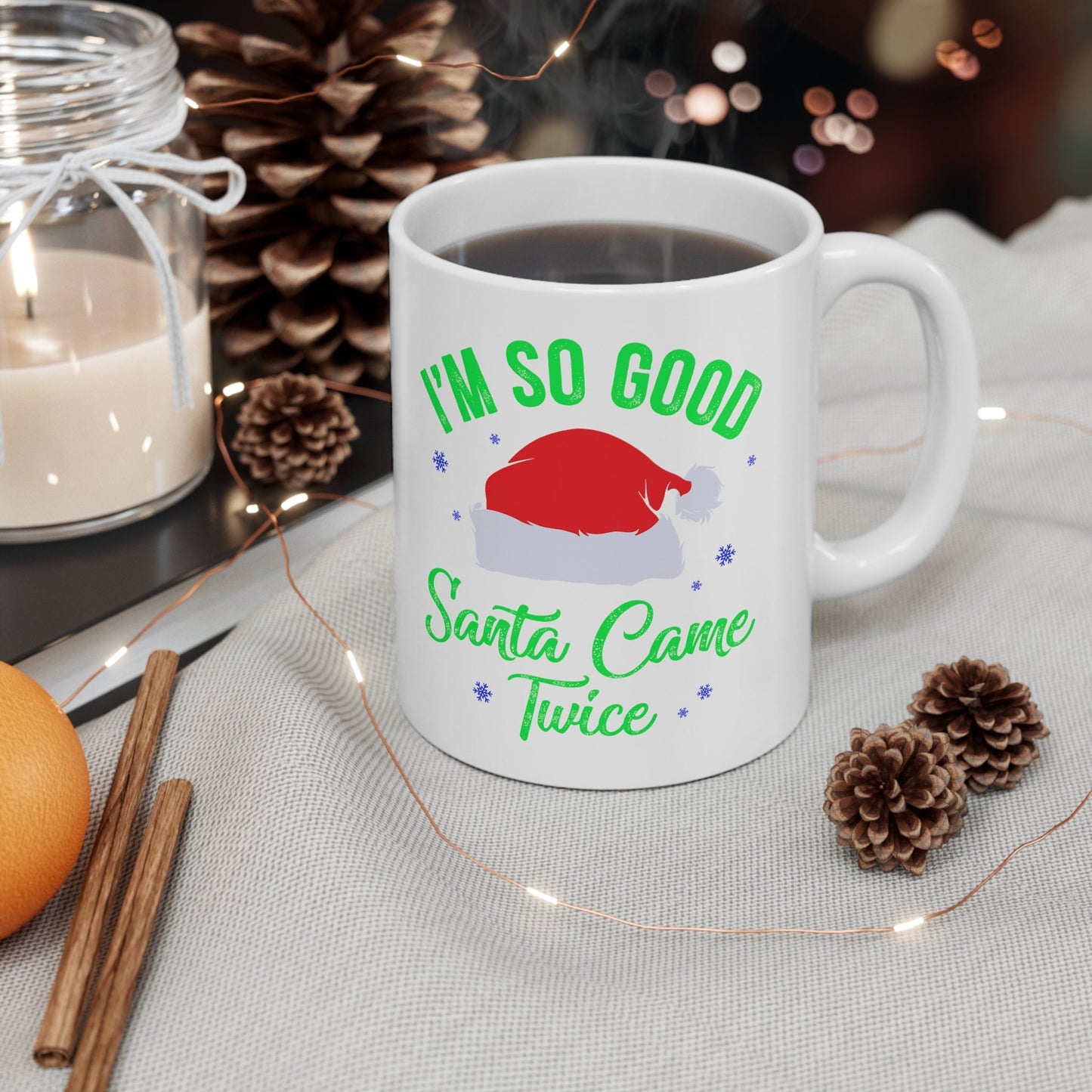 Santa Came Twice Christmas Mug, Perfect Holiday Cheer Coffee Mug, Gift Mug for Christmas Spirit, Cute X-Mas mug for Family and friends