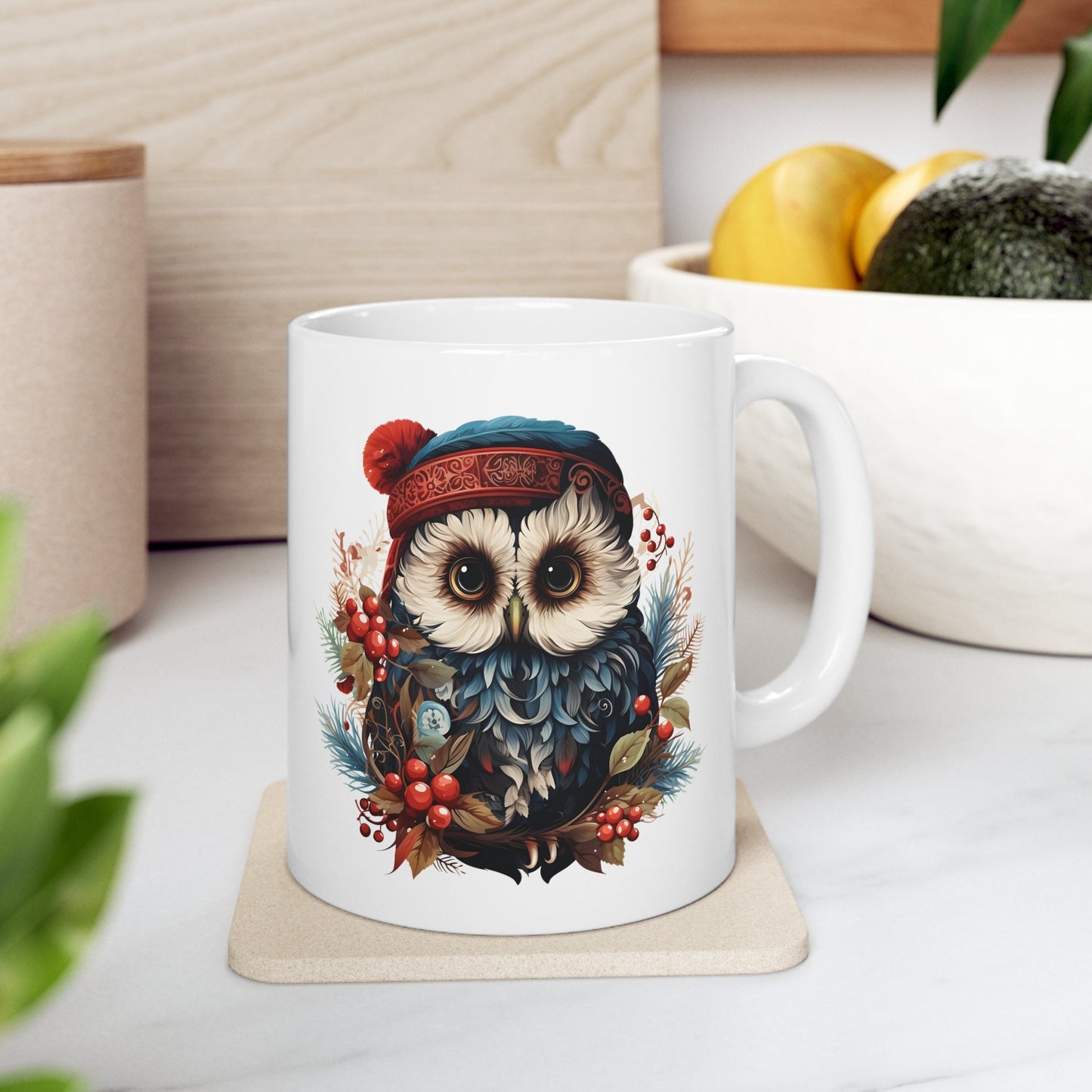 Christmas Owl Christmas Mug, Perfect Holiday Cheer Coffee Mug, Gift Mug for Christmas Spirit, Cute X-Mas mug for Family and friends