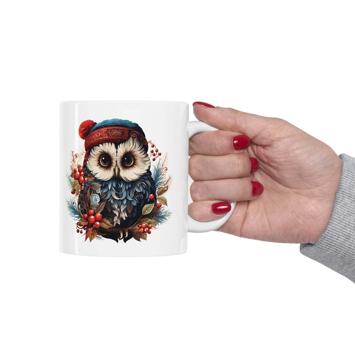 Christmas Owl Christmas Mug, Perfect Holiday Cheer Coffee Mug, Gift Mug for Christmas Spirit, Cute X-Mas mug for Family and friends