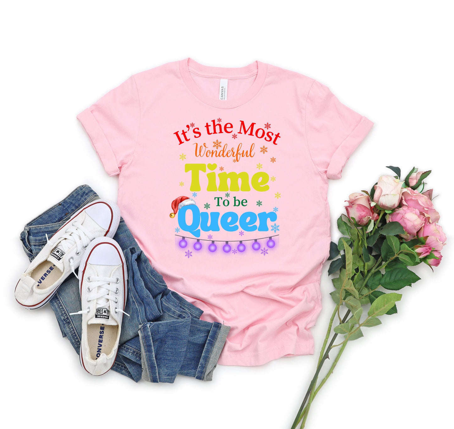 It's the Most Wonderful Time to be Queer Rainbow Christmas Shirt Makes the Perfect Gift for Friends, Family, Coworkers or yourself.  Check Out My Shop for even more Great Designs.
www.scorpiontees.etsy.com