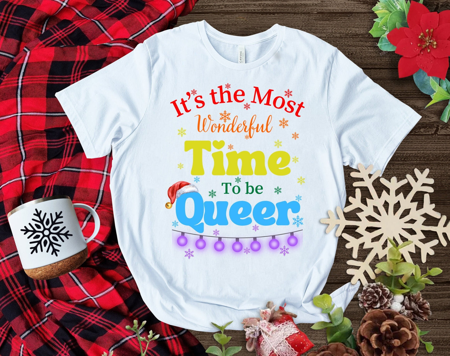 It's the Most Wonderful Time to be Queer Rainbow Christmas Shirt Makes the Perfect Gift for Friends, Family, Coworkers or yourself.  Check Out My Shop for even more Great Designs.
www.scorpiontees.etsy.com